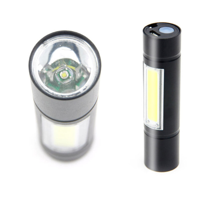 Multi-Function Work Light 1xCREE XPE+COB Mini USB Charging LED Flashlight(Battery Build-in)