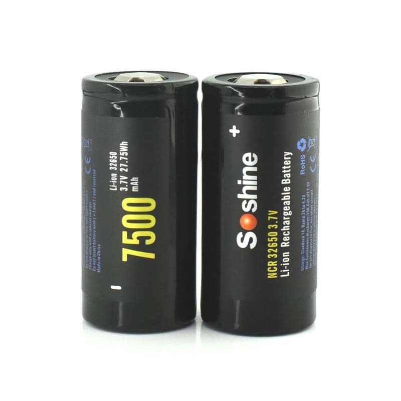 Soshine 32650 3.7V 7500mAh Protected Rechargeable Li-ion Battery