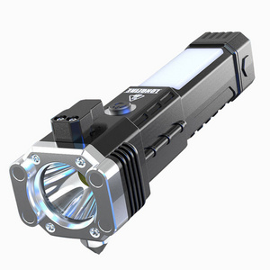 Multifunctional Rescue Flashlight Car Safety Hammer USB Charging Outdoor Household Searchlight