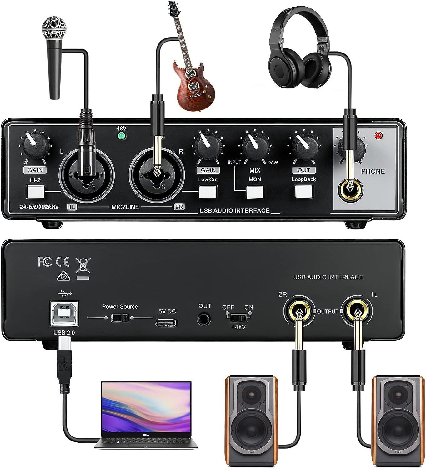 Factory OEM Professional Studio Audio Interface 2 in 2 Out USB Audio Mixer Recording Podcast Recording Sound Card