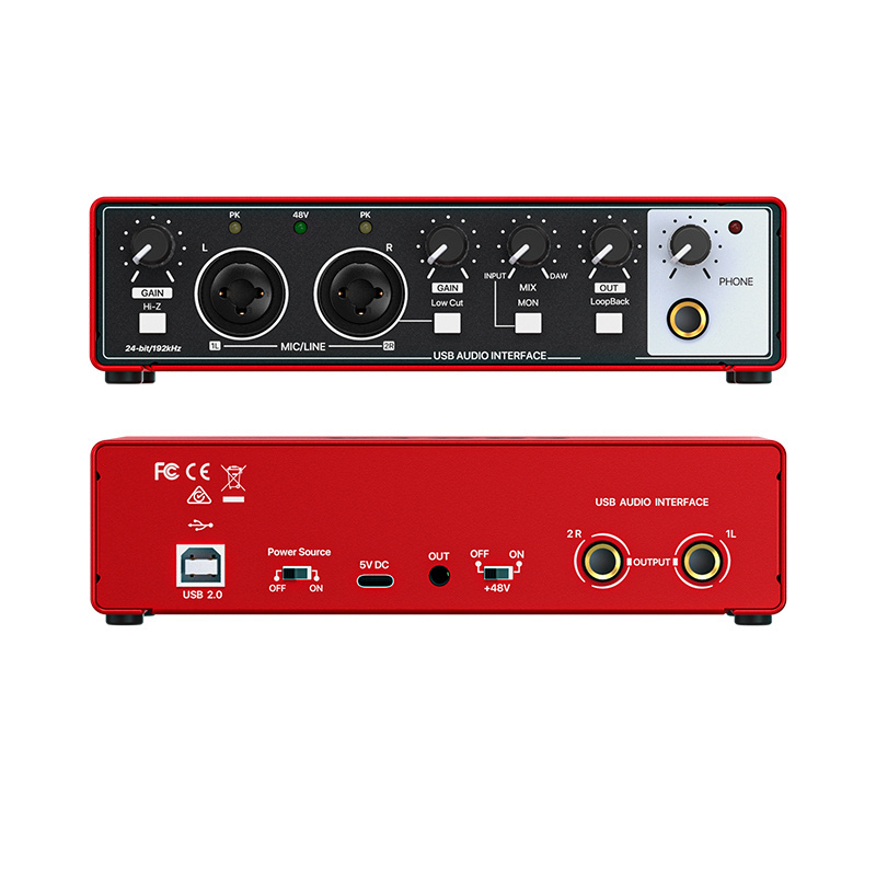 Factory Custom Logo Studio Podcast Kit Equipment USB Soundcard Audio Interface Mini Sound Card Hub Professional Sound Cards