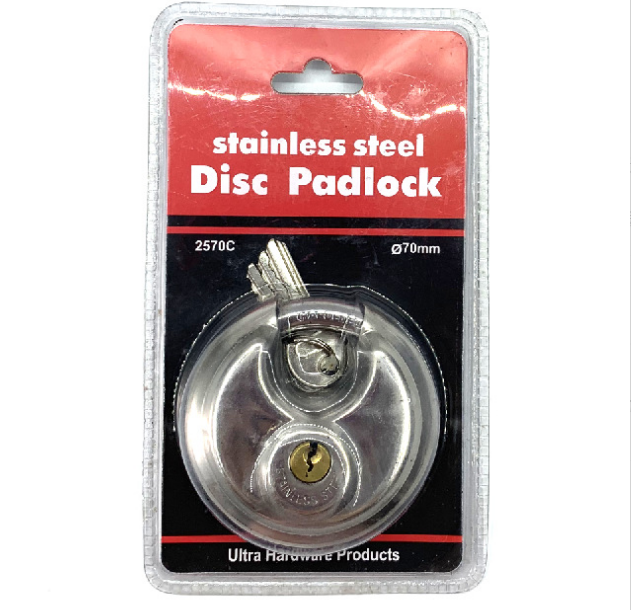 Double Blister 201 304 Stainless Round Shape Heavy Duty Disc Padlock In Stock