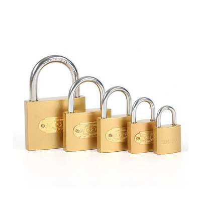 Factory Directly Selling Ready Stock 20 Mm Brass Color Iron Padlock High Security Padlocks