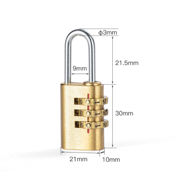 Brass Material Combination Brass Padlock 4 Digits Number Code Key Pad Lock