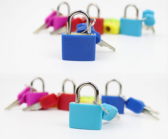 20mm Color Plastic Sheathed Brass Lock Cabinet Case Luggage Case Small Padlock