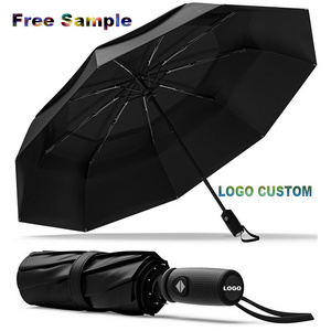 Custom Logo Outdoor Semi Automatic 3 Folding Umbrella With Logo For The Rain Paraplui Sombrillas Paraguas Guarda Chuva Payung