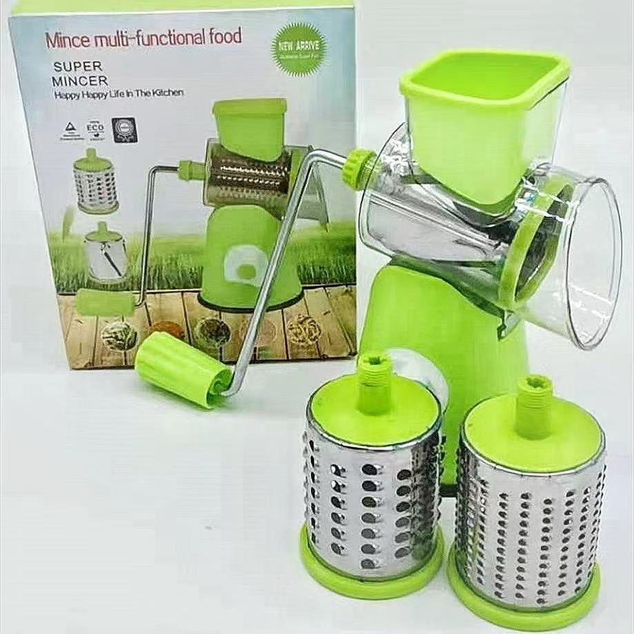 Kitchen 3-in-1 rotary cheese grater slicer vegetable cheese grater hand crank stainless steel grater slicer