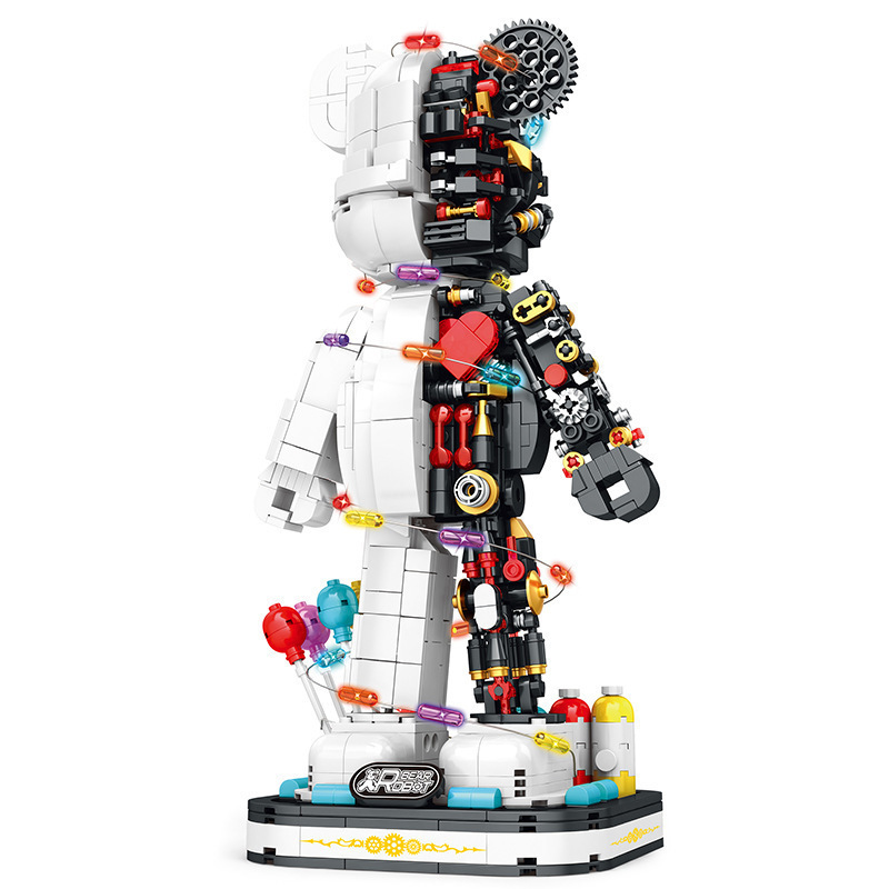 Bearbrick Violent Bear Building Block Bear Building Blocks High Difficulty 3D Led Light Brick Micro Collection Toys For Children