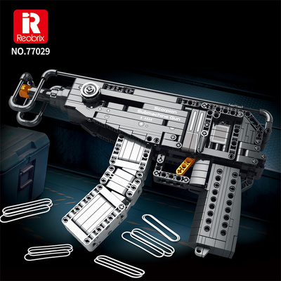 Reobrix 77029 Submachine Gun Model Building Blocks Kit Toy Creative Moc Scorpion Pistol WW2 Military Weapon Firearms Bricks Toys