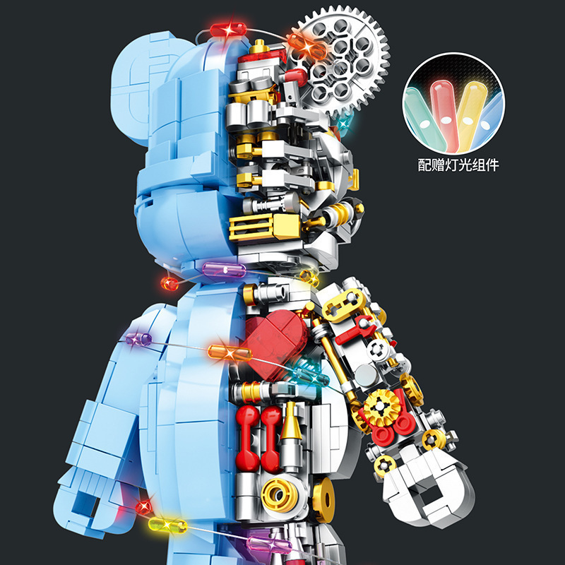 Bearbrick Violent Bear Building Block Bear Building Blocks High Difficulty 3D Led Light Brick Micro Collection Toys For Children