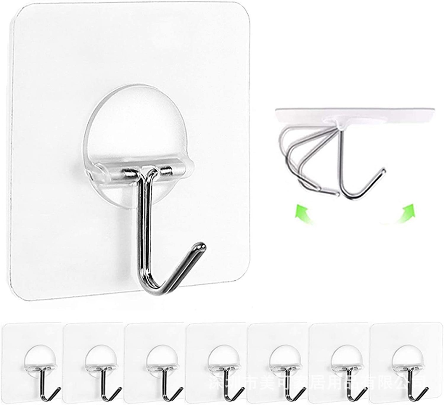 High Quality Strong Adhesive Hook Transparent Stainless Steel Hanging Screw Wall Mounted Hook for Home Kitchen