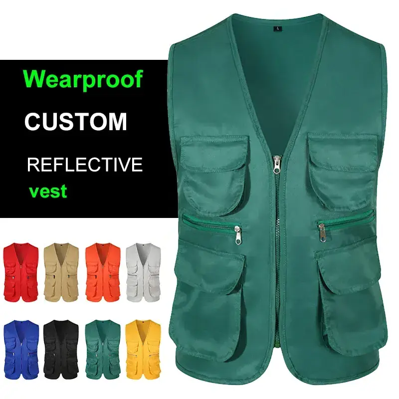 Wholesale Unisex custom logo hot sales outdoor multi pocket polyester cotton fishing photography Journalist jacket vest