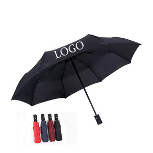 Wholesale Custom Three Folding 190T Pongee Fabric Rain Umbrellas Automatic With Logo