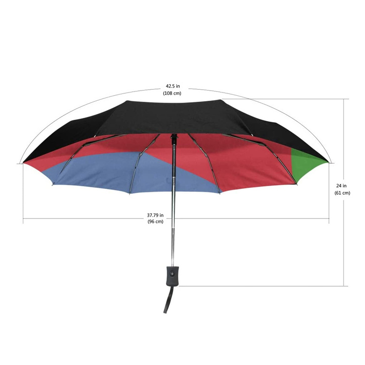 2022 Customize Portable Three Folding 190T Pongee Rain Automatic Umbrella Flag Puerto Rico for Outdoor Event and Election