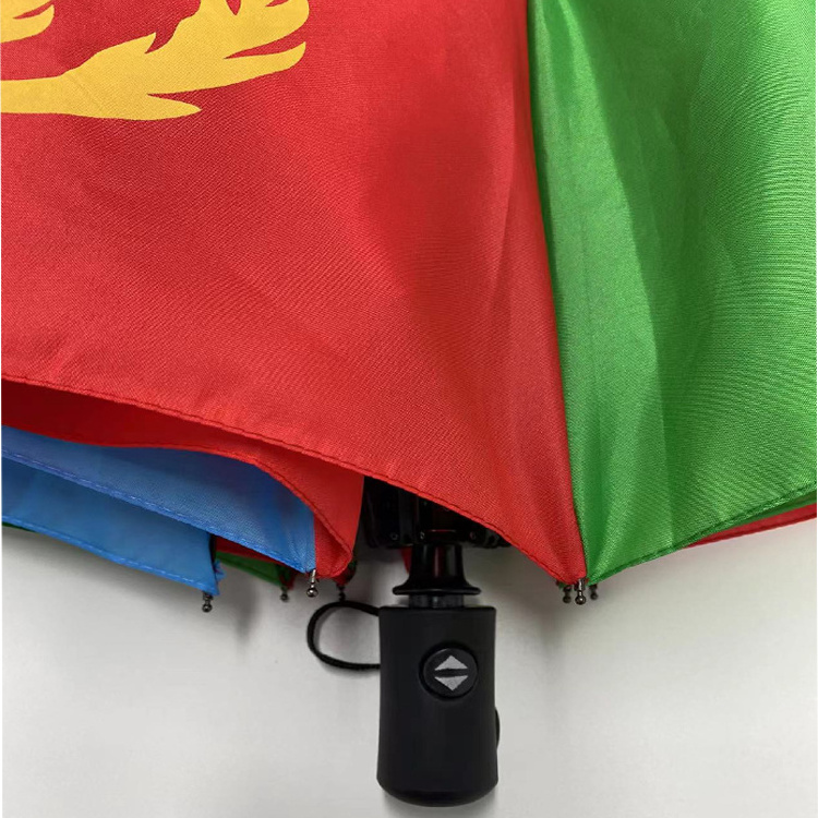 2022 Customize Portable Three Folding 190T Pongee Rain Automatic Umbrella Flag Puerto Rico for Outdoor Event and Election