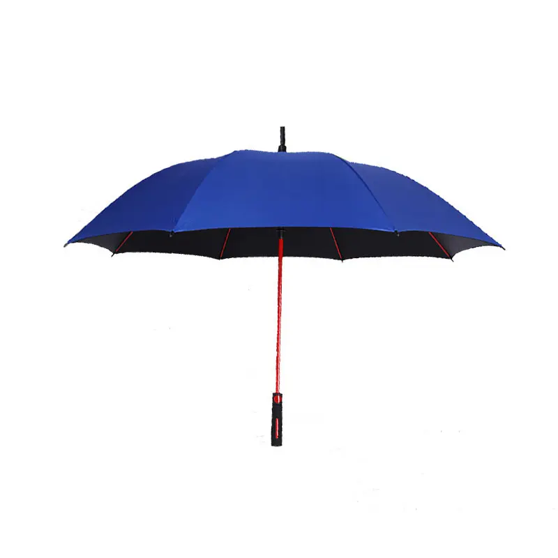 Custom Logo Automatic Fashion Colorful Long Straight Black Rubber Rain Golf Umbrella for Gift