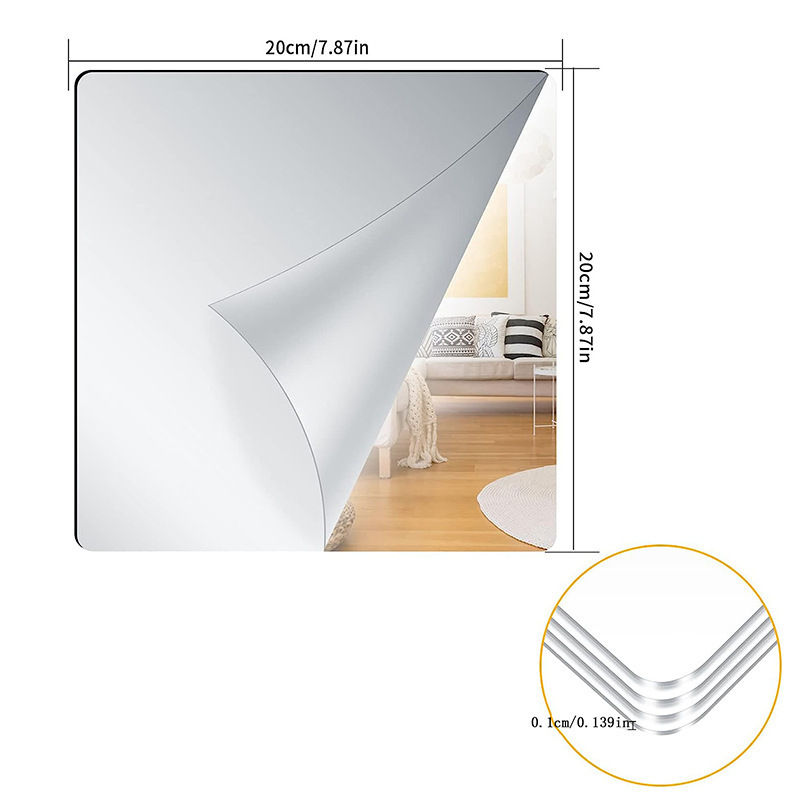 Custom 30*30cm Fashion Self Adhesive Square Acrylic Wall Mirror Sticker for Home Decoration