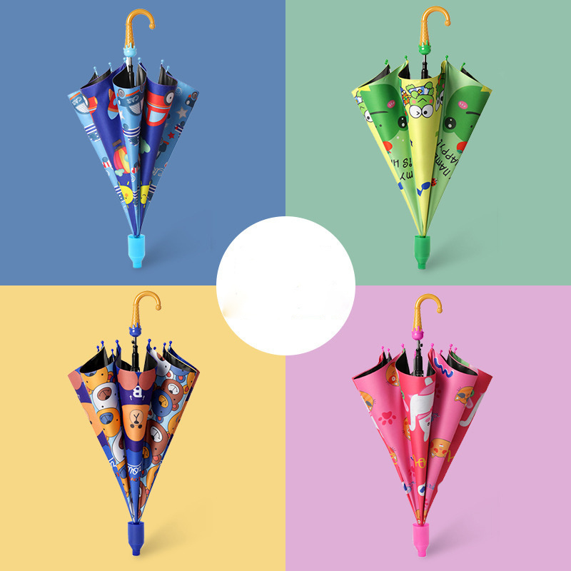 Manufacturer Cute Cartoon Kids Cartoon Children's Animal Printing Rain UV Umbrella with Anti-drip Plastic Cover Umbrella