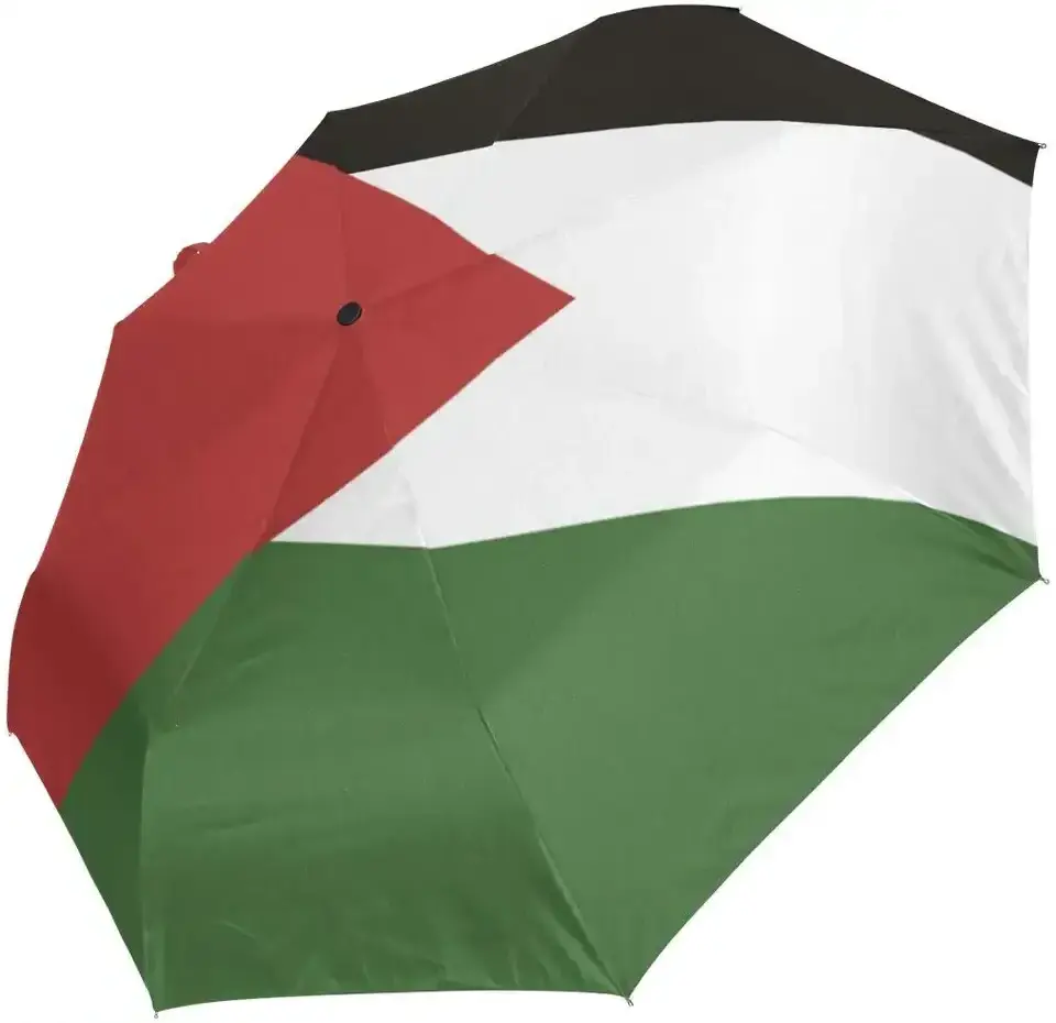 Factory Supply Portable 190T Pongee Fabric Rain Folding Palestine Flag Umbrella with Logo Printing