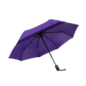 Wholesale Custom Outdoor 21 Inch Purple Three Fold One Click Commercial Advertising Automatic Folding Umbrellas for the Rain