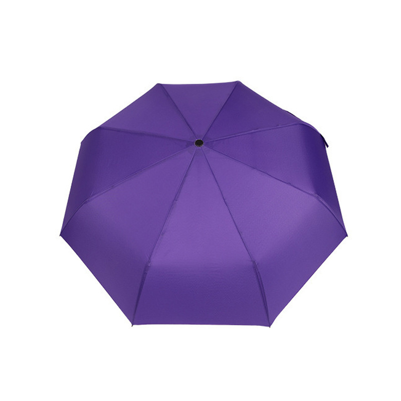 Wholesale Custom Outdoor 21 Inch Purple Three Fold One Click Commercial Advertising Automatic Folding Umbrellas for the Rain