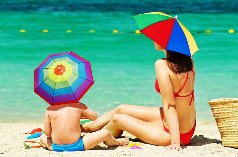 Custom Foldable Mini Umbrella Hat Cap Headwear Head Sun Protection Beach Hat Umbrella