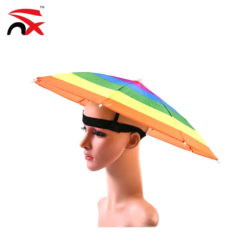 Custom Foldable Mini Umbrella Hat Cap Headwear Head Sun Protection Beach Hat Umbrella