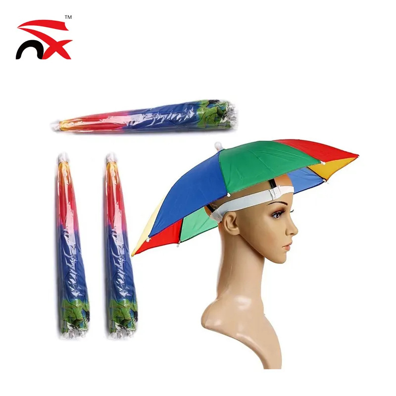 Custom Top Quality Dog Head Handle Double Layer Umbrella Hat Women Men Folding Sun Rain Small Head Umbrella with Fan