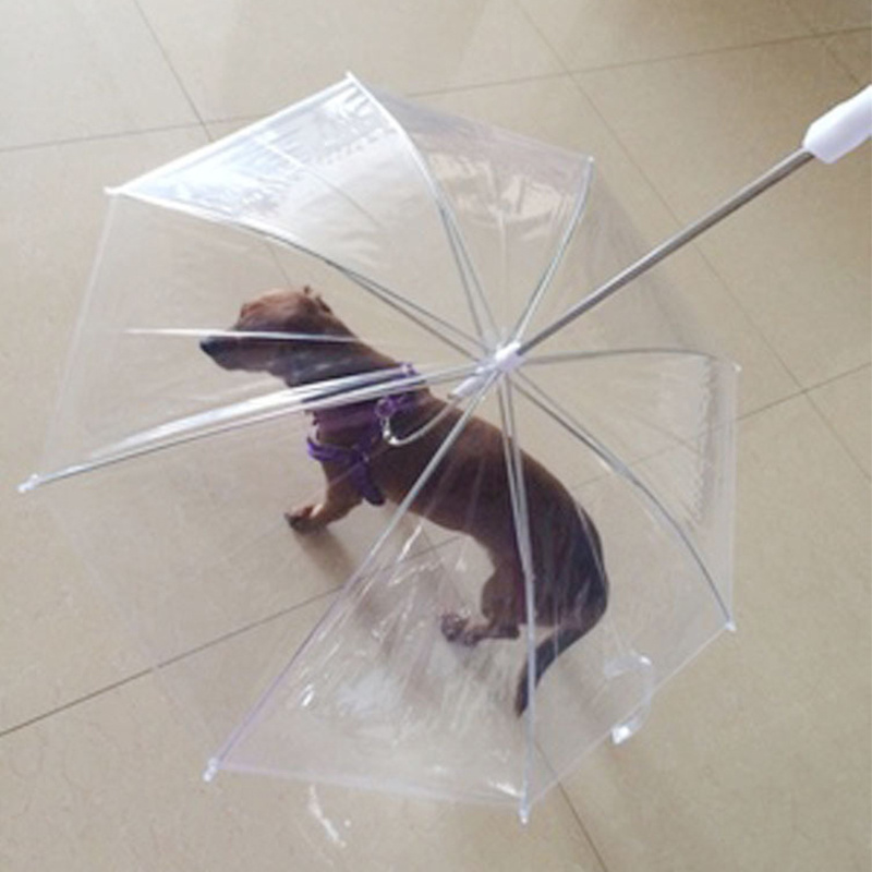 Nuoxin Custom Manufacturer Rainproof Rain Sun Recycle Dog Products Walking Accessories Clear Transparent Pet Umbrella for Dogs