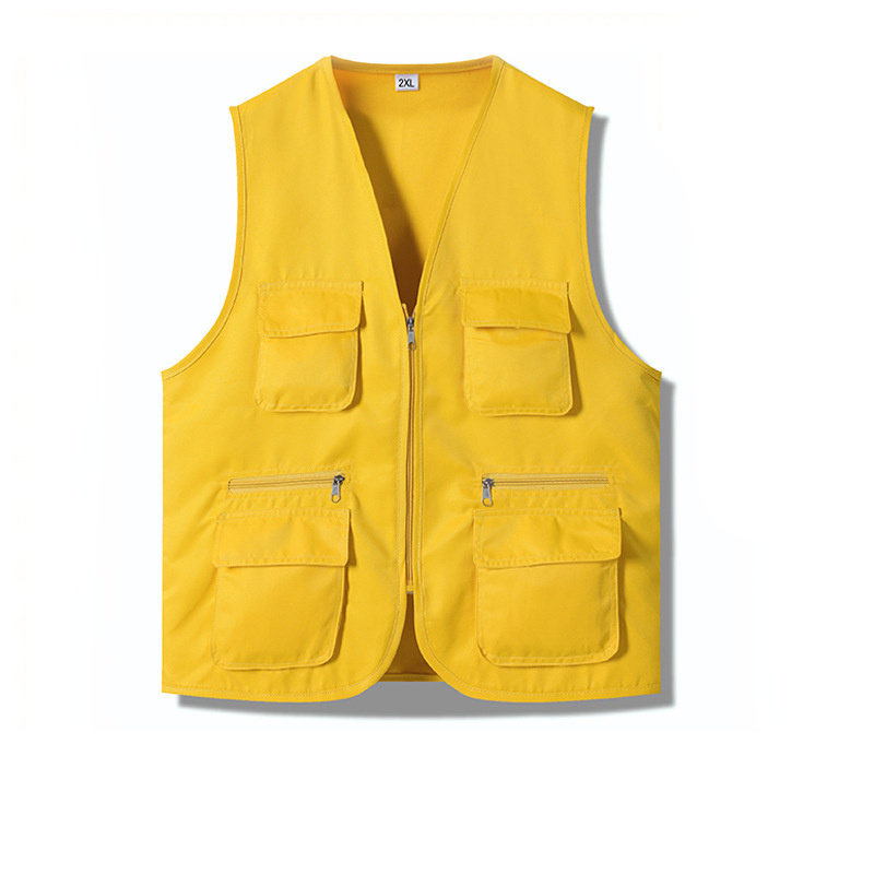 Volunteer Vest Customized Logo Colorful Outdoor Casual Utility Multi Pockets V Neck Running Volunteer Vest