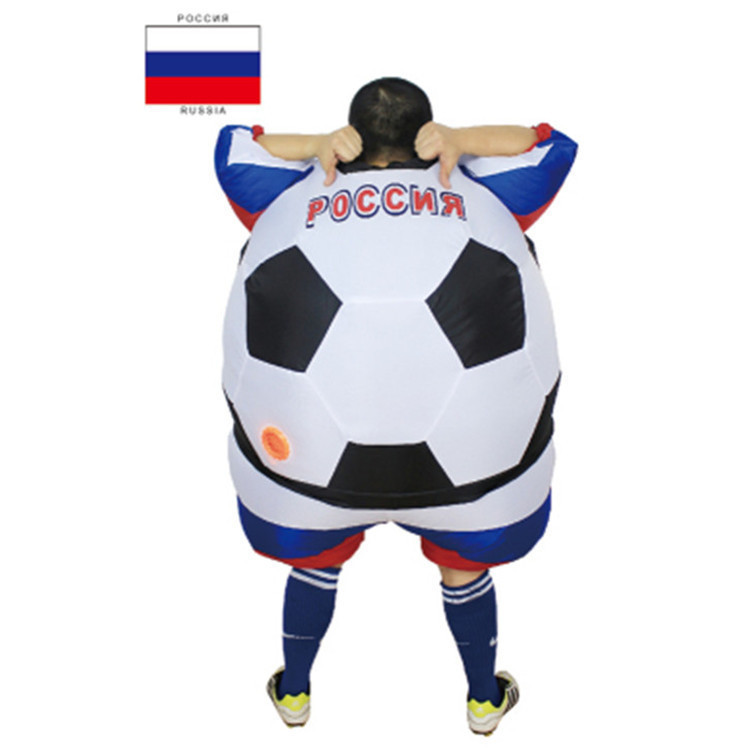 Promotional custom countries flag design football fan inflatable bell suit soccer fan costume