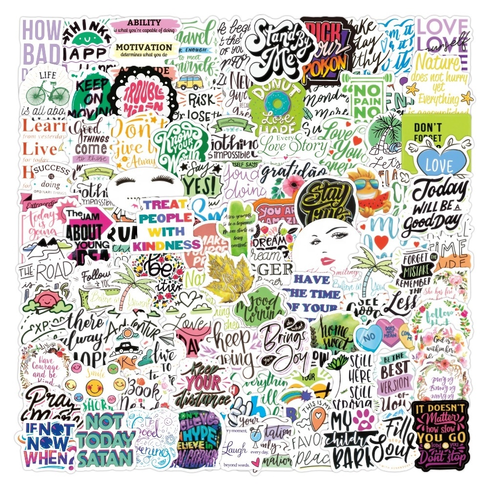 Wholesale 100pcs Inspirational Quote Aesthetic Motivational Laptop Scrapbooking Paper Stickers for Decal