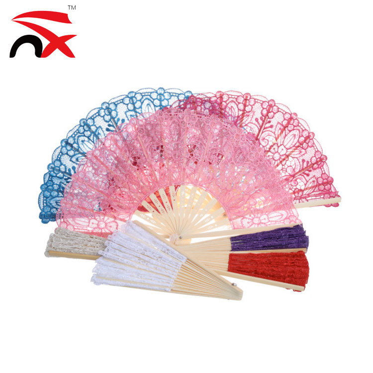 Wholesale Women Sexy Lace Silk Folding Hand Fan with Bamboo Frame Chinese  Vintage Retro Hand Held Fans