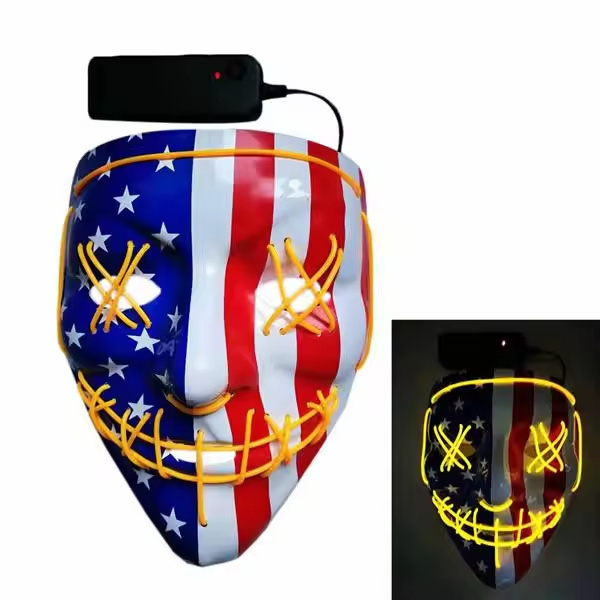 Party Holiday Supplies Womans Adult Cosplay Girl Lady Wear American Flag LED Face Halloween Party Masks for Parties