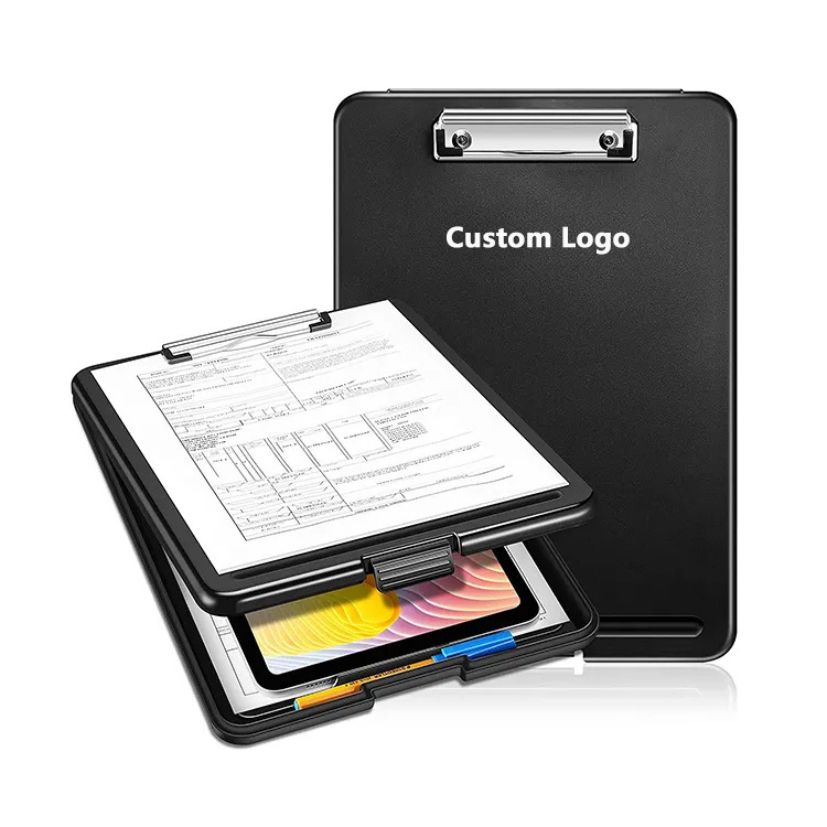 New Sublimation Blank Clear Black Colour Plastic 50mm Medical Clip Folding Storage A4 A5 A6 A3 Clipboard with Storage Heavy Duty