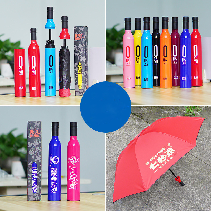 Outdoor Wholesale Wine Bottle Folding Patio Sunshade Manual Umbrella With Logo