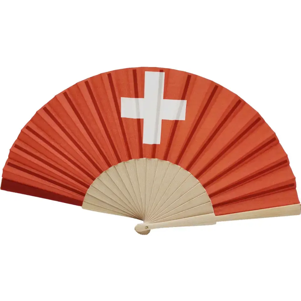 Custom Logo Printing Advertising All Countries Flag Folding Wooden Hand Held Fan for Gift