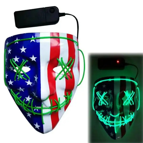 Party Holiday Supplies Womans Adult Cosplay Girl Lady Wear American Flag LED Face Halloween Party Masks for Parties