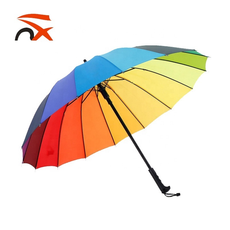 Wholesale  Auto Open Straight Rainbow Color Patio Umbrella With 16 Ribs