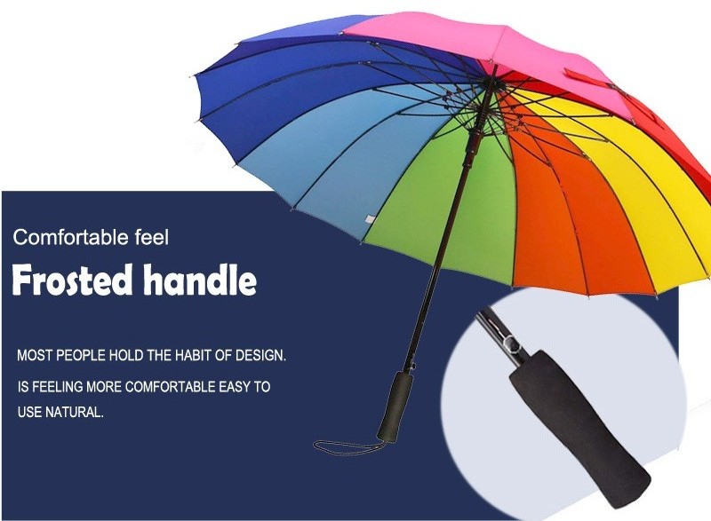 Wholesale  Auto Open Straight Rainbow Color Patio Umbrella With 16 Ribs