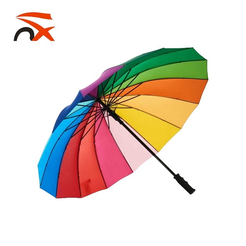 Wholesale  Auto Open Straight Rainbow Color Patio Umbrella With 16 Ribs