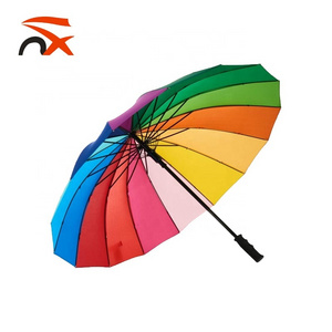 Wholesale  Auto Open Straight Rainbow Color Patio Umbrella With 16 Ribs