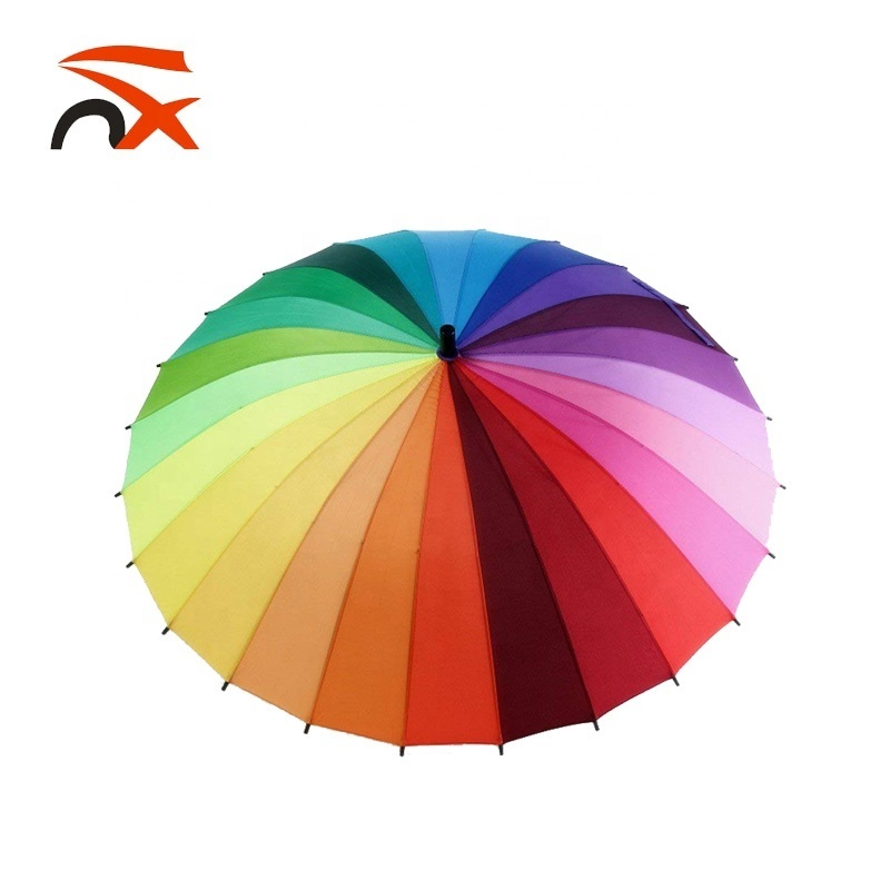 Wholesale  Auto Open Straight Rainbow Color Patio Umbrella With 16 Ribs