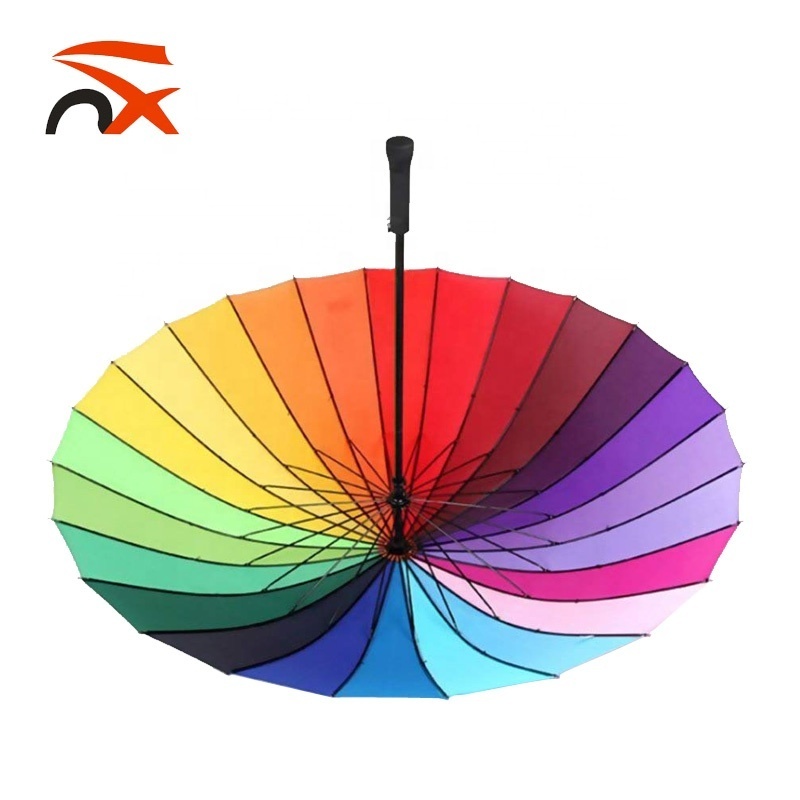 Travel Umbrella Unisex Windproof Rain Rainbow Umbrella 24k Canopy