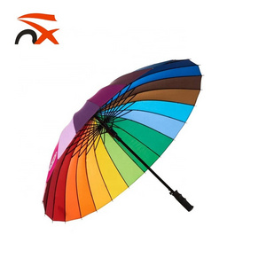 Travel Umbrella Unisex Windproof Rain Rainbow Umbrella 24k Canopy