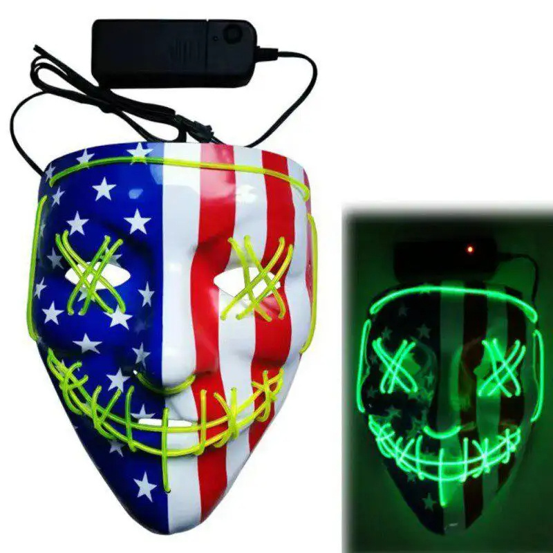 Party Holiday Supplies Womans Adult Cosplay Girl Lady Wear American Flag LED Face Halloween Party Masks for Parties