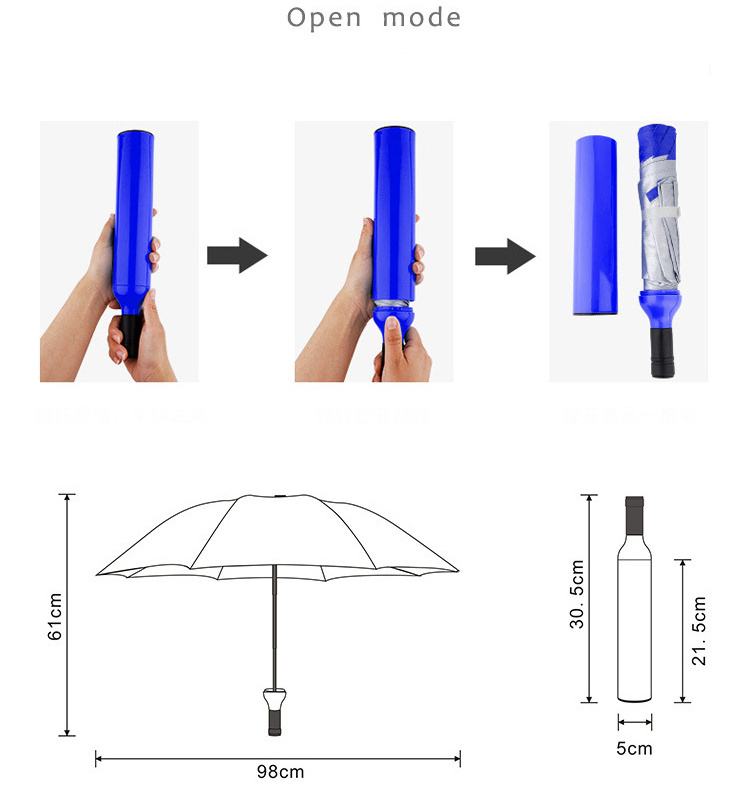 Outdoor Wholesale Wine Bottle Folding Patio Sunshade Manual Umbrella With Logo