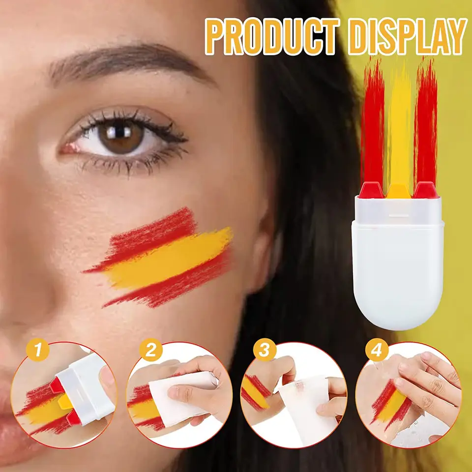 Custom Blue White Red 3 Colors Stripe France Flag Face Paints Sticks Crayon Stick Body Face Paint Makeup For Party Promotional