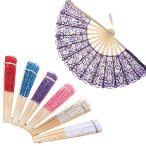 Wholesale Women Sexy Lace Silk Folding Hand Fan with Bamboo Frame Chinese  Vintage Retro Hand Held Fans