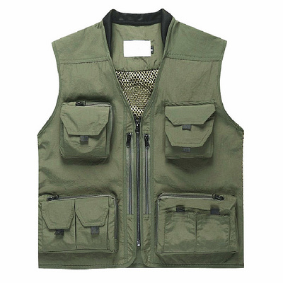 Volunteer Vest Customized Logo Colorful Outdoor Casual Utility Multi Pockets V Neck Running Volunteer Vest